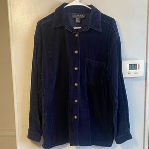 Women's Navy Corduroy Button Down Shirt